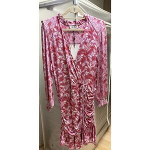NWT Hale Bob manon shirred dress pink floral XL Boho Chic cottage core fairy